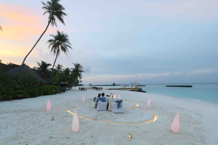 Private Sunset Beach Dinner at Fushifaru Maldives