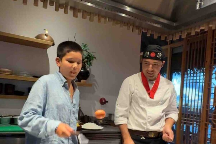 Teppanyaki dinner at Six Senses Laamu